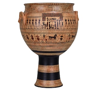 Dipylon krater funerary Vase Geometric period Ancient Greek Pottery Athens Museum Copy
