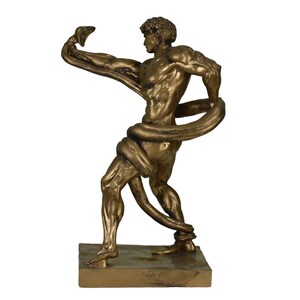 Athlete Wrestling With a Python Snake Nude Male Greek Cast Marble ...