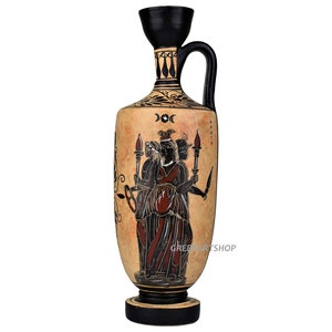 Hecate triple goddess of magic ,night, moon, ghosts greek vase lekythos pottery