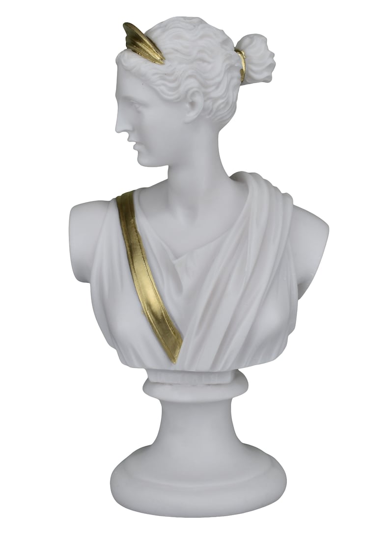 Greek Roman Goddess Artemis Diana Bust Head Cast Marble Statue Etsy