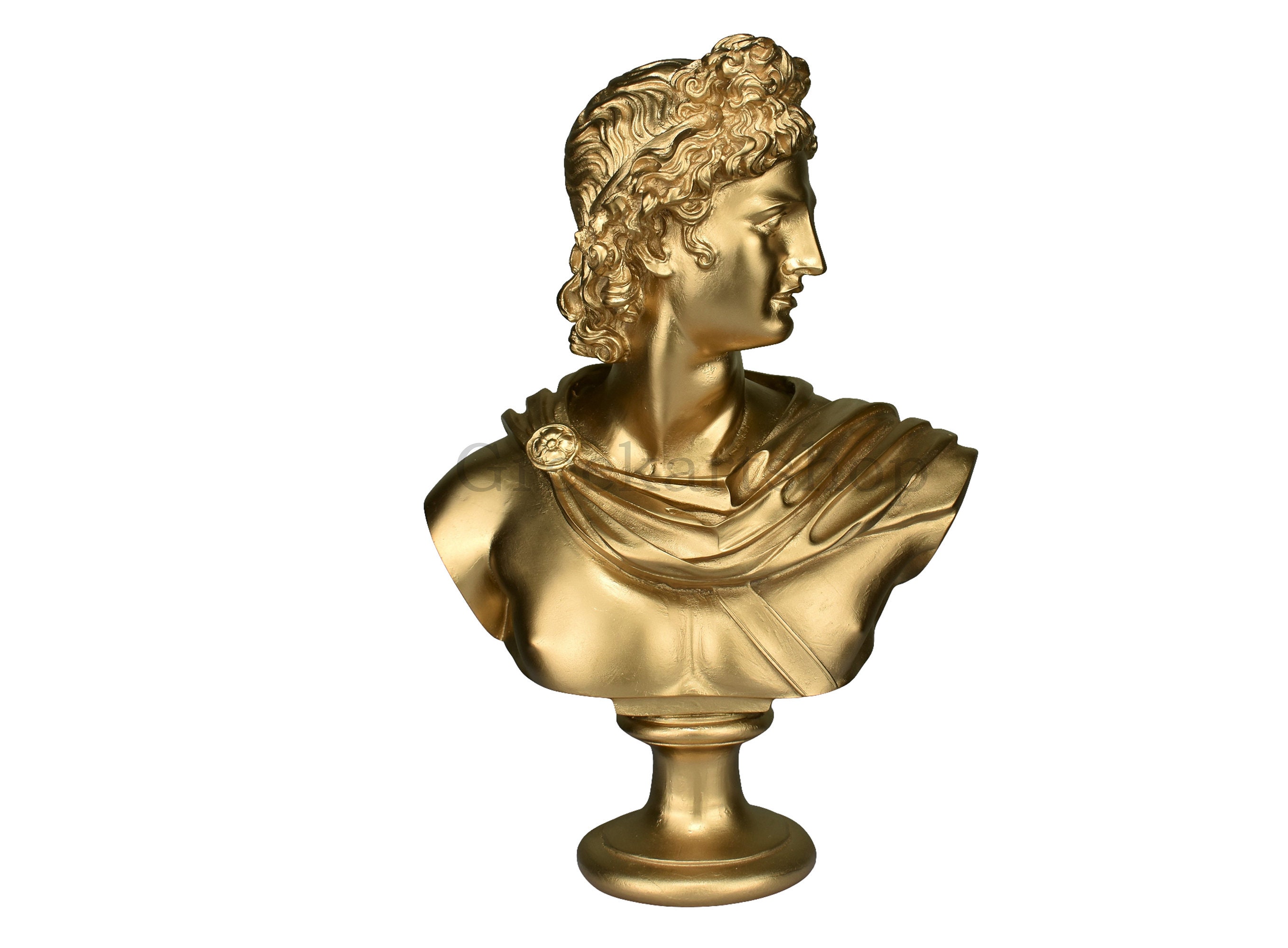 APOLLO Greek Roman God Bust Head Statue Cast Marble Sculpture Gold 12.6in  32 Cm -  New Zealand