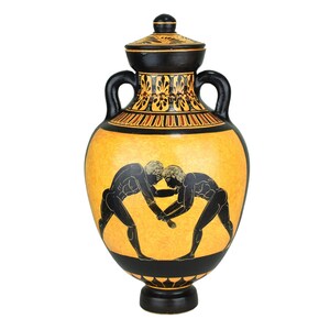 Wrestlers Athletes Nude Male Panathenaic Prize Trophy Amphora Ancient