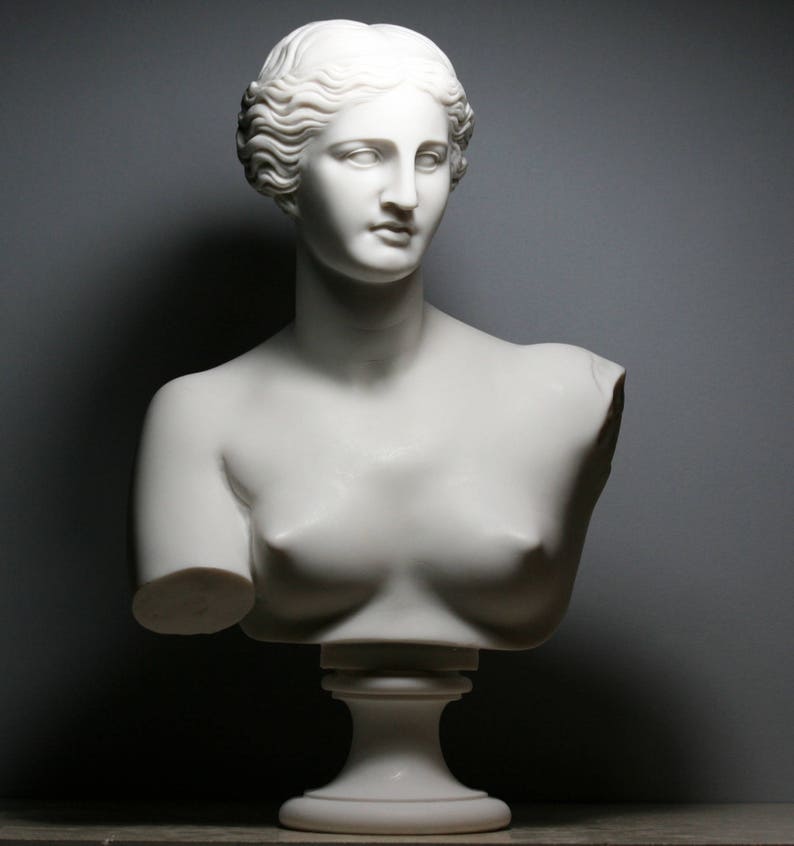 Goddess APHRODITE Venus de Milo Bust Head Cast Marble Statue image 0