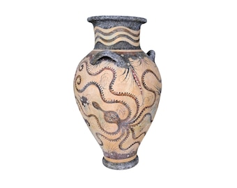 Vaso Minoico com Polvo, Hidria, Grécia Antiga, Creta, Cerâmica, Pintura, Cnossos
