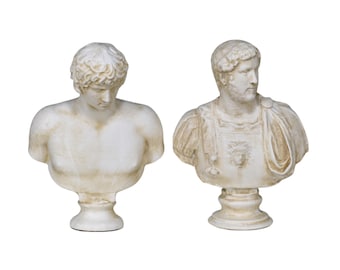 Conjunto de bustos de Antínoo y Adriano, escultura de emperador romano, arte griego-romano antiguo, retrato de cabeza de estatua de yeso para decoración del hogar