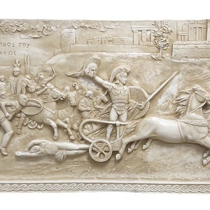 Bas relief Triumph of Achilles Hector Body Cast Stone Greek Sculpture Wall Decor