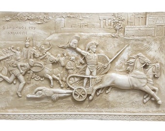 Triumph of Achilles relief frieze plaque Cast Stone Greek Sculpture Wall Decor