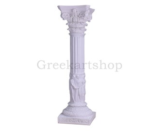 Muses Goddesses Column Pedestal Pillar Greek Cast Marble Sculpture Statue 26.7 inches - 68 cm