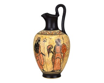 古代ギリシャの花瓶 陶器 壺 女神アテナと神ポセイドン 10.43 インチ