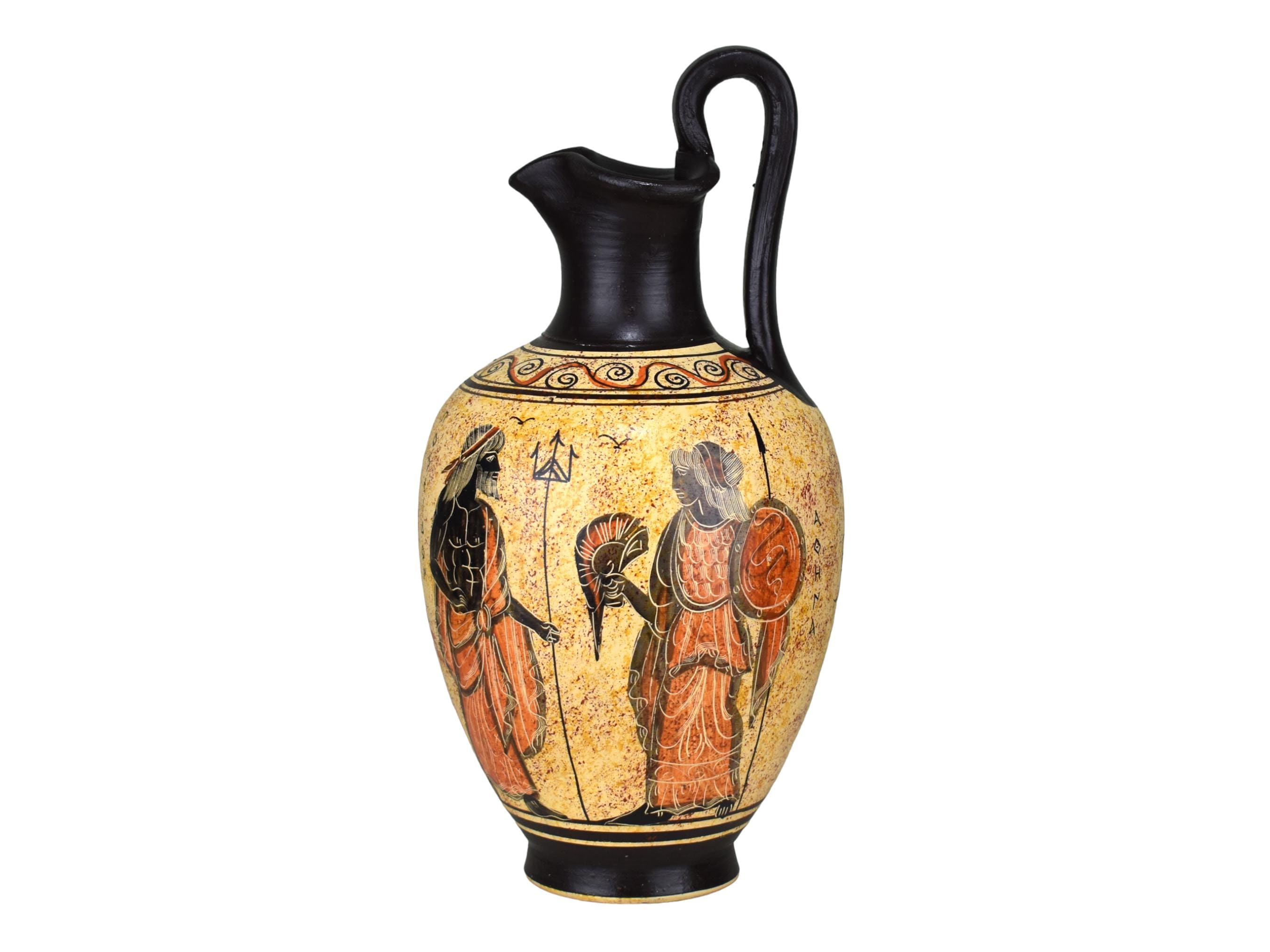 古代ギリシャの花瓶 陶器 壺 女神アテナと神ポセイドン 10.43