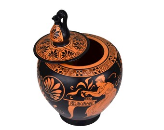 パンドラの箱型セラミック壺 - 古代ギリシャ陶器 - 希望の女神神話装飾