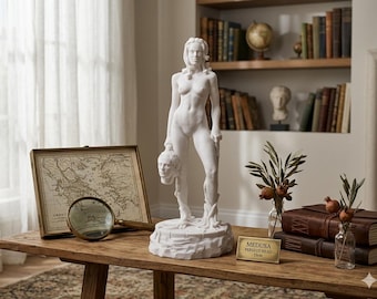 Medusa with the Head of Perseus Statue - Me Too Movement Art - Empowered Medusa Sculpture - Feminist Myth Decor - Cast Marble 13"/33cm