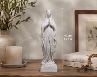 Our Lady Blessed Virgin Mary Statue – Greek Cast Marble Sculpture – Catholic Virgin Mary Figurine – Religious Home Decor – 15.75” / 40 cm