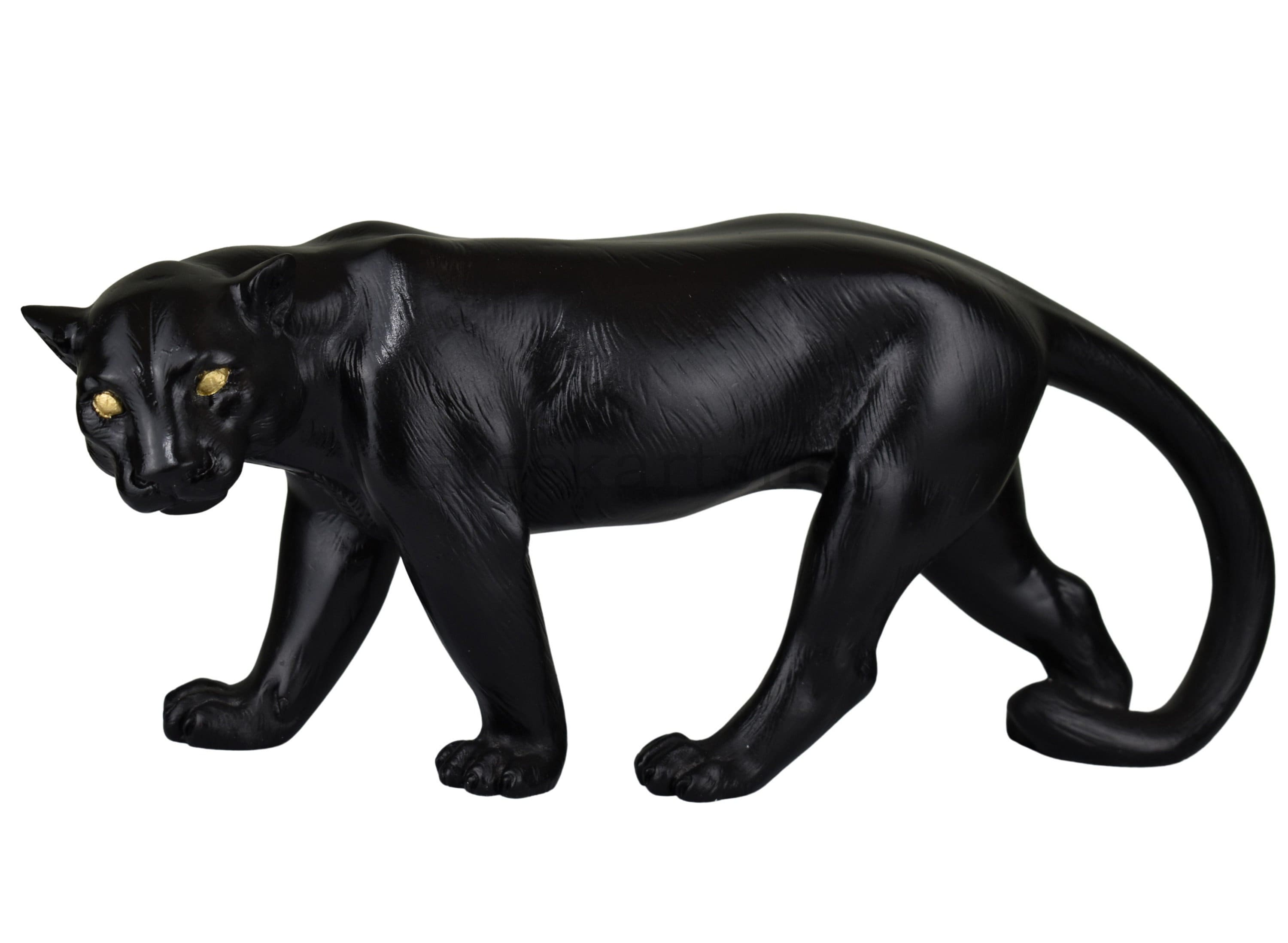 Black Puma Panther Cougar Statue Sculpture Figure Cast Marble