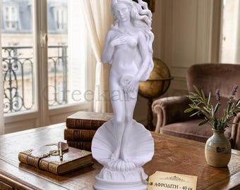 Aphrodite Statue - Birth of Venus, Cast Marble Sculpture (15.75in/40cm)