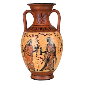 Ancient Greek Vase Amphora Goddess Athena, Aphrodite & God Dionysus 10.24 inches / 26cm