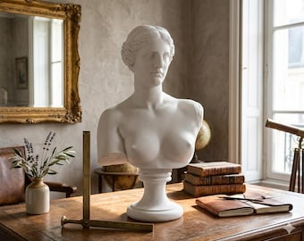 Busto de Afrodita Venus de Milo - Escultura de gran tamaño de la diosa griega en mármol fundido.