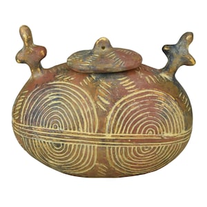 Ancient Cypriot Pyxis Vase, Museum Copy Ceramic Pottery, 1350 BC Bronze Age Replica, Ancient Greek Decor, History Lover Gift Handmade Vessel