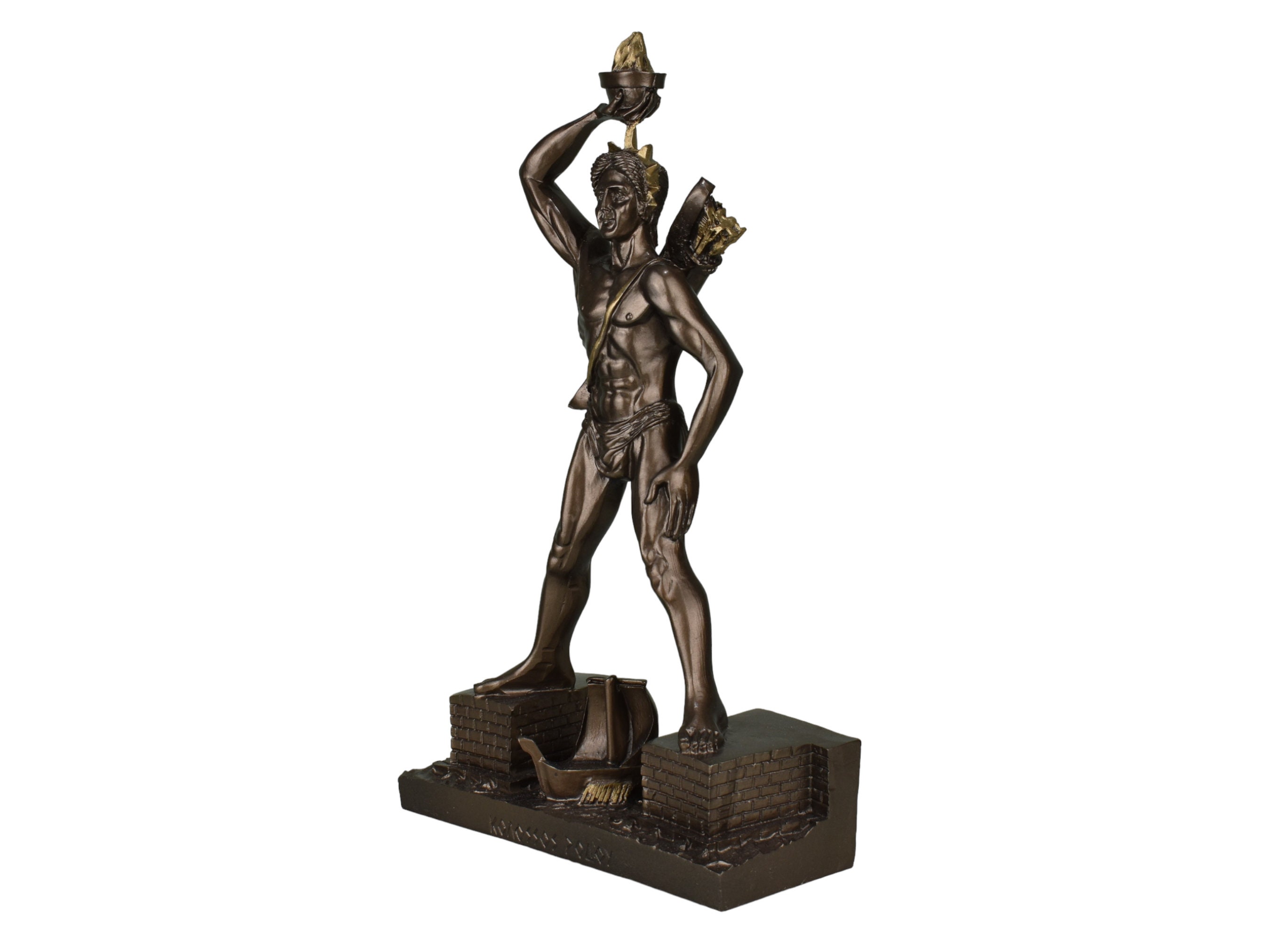 Colossus of Rhodes Statue - Greek Sun God Helios, Cast Marble Bronze ...
