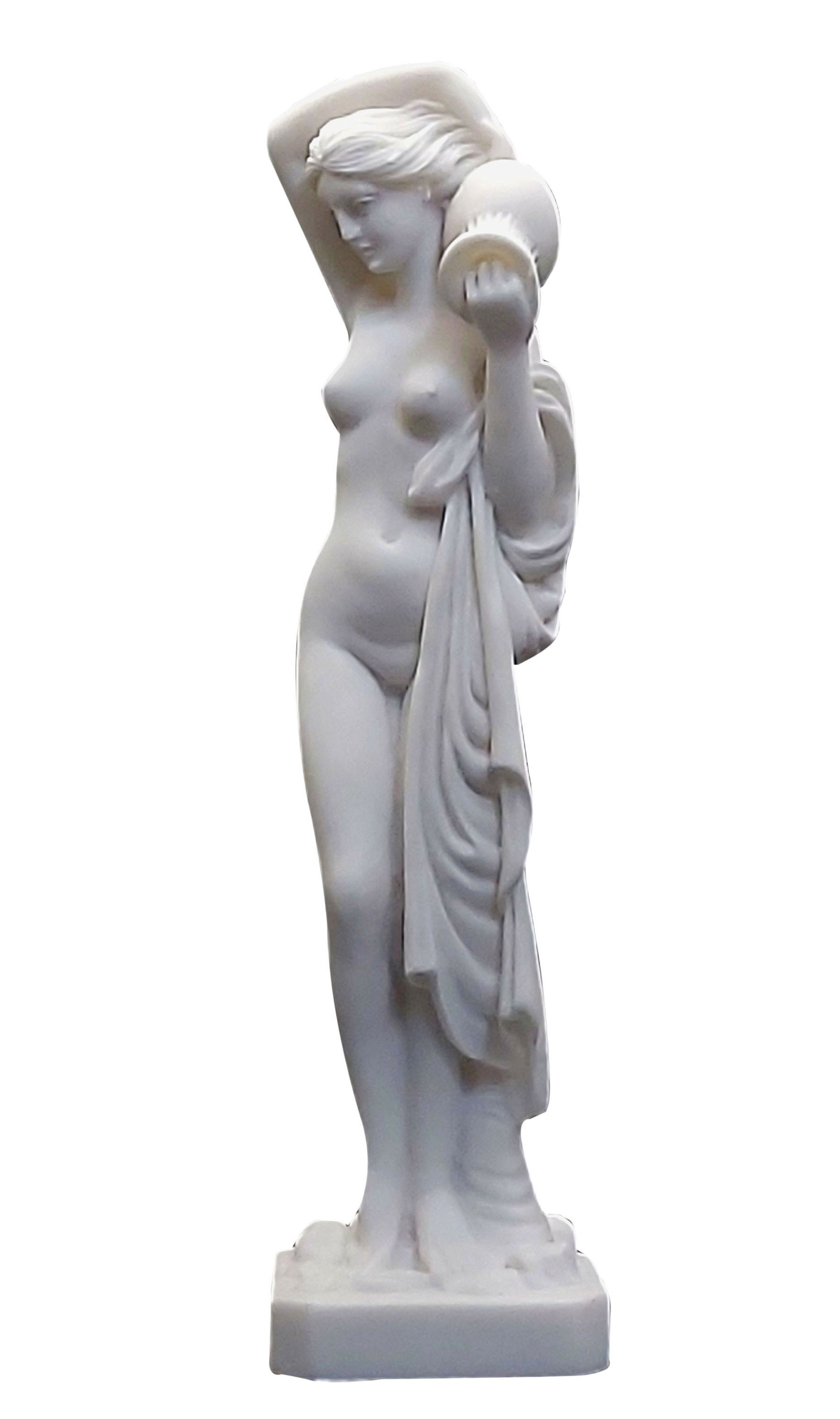 Greek Nude Woman Carrying Hydria Water Jar Statue Sculpture