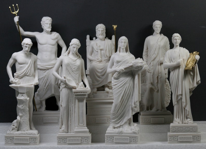 SET 12 Twelve Greek Roman Olympian Gods Pantheon Statue Etsy