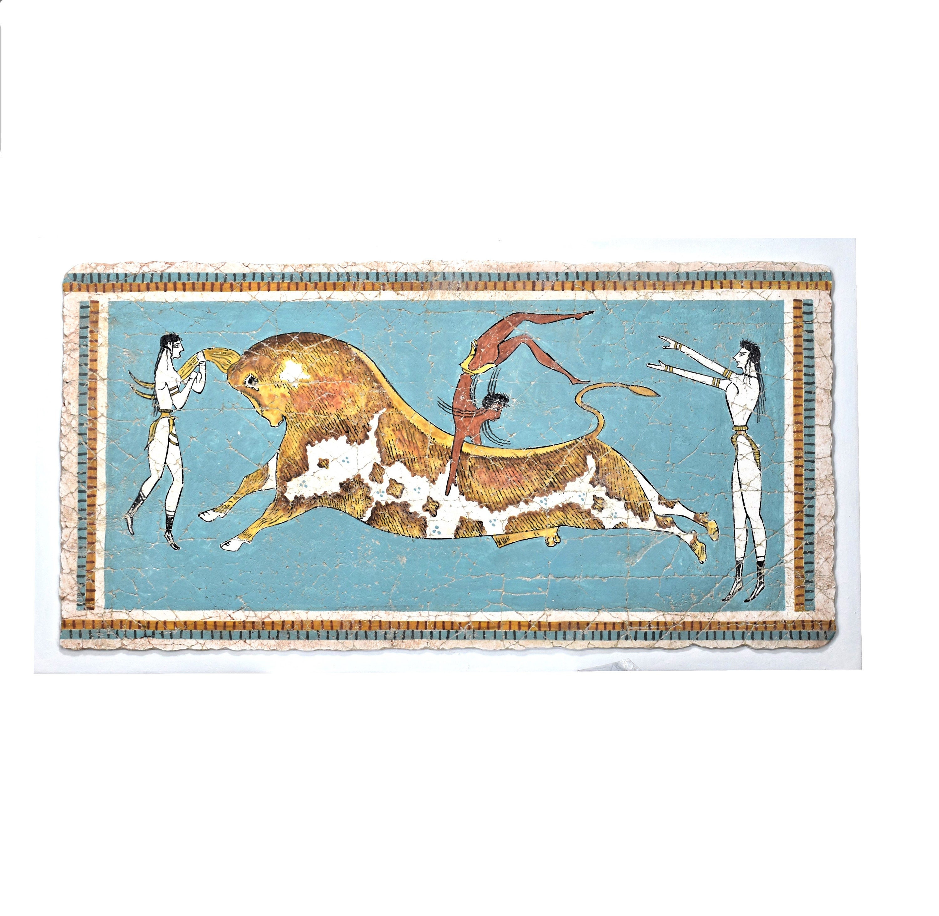 雄牛が跳躍するミノアのレアルフレスコ画 クノッソス宮殿 紀元前1500年