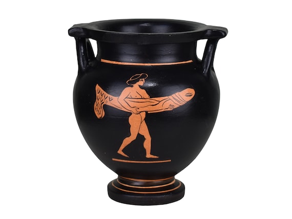 古代ギリシャ風女性陶　作者刻印あり 古代ギリシャ 赤絵陶器 壺