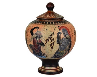 ceramic Jewelry Box storage Greek goddess Athena Aphrodite  Pottery Handpainted gift for women