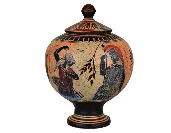 ceramic Jewelry Box storage Greek goddess Athena Aphrodite  Pottery Handpainted gift for women