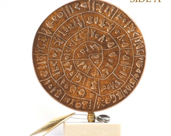 PHAISTOS DISK Museum Replica Minoan Palace "1700B.C. the first movable type"   5.3 inches diameter