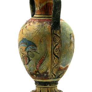 Minoan Vase Pottery Painting Bull Leaping Ancient Greek Crete Ceramic