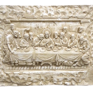The Last Supper Leonardo Da Vinci Painting Christian Art Bas relief Frieze Cast Stone Sculpture Wall Décor
