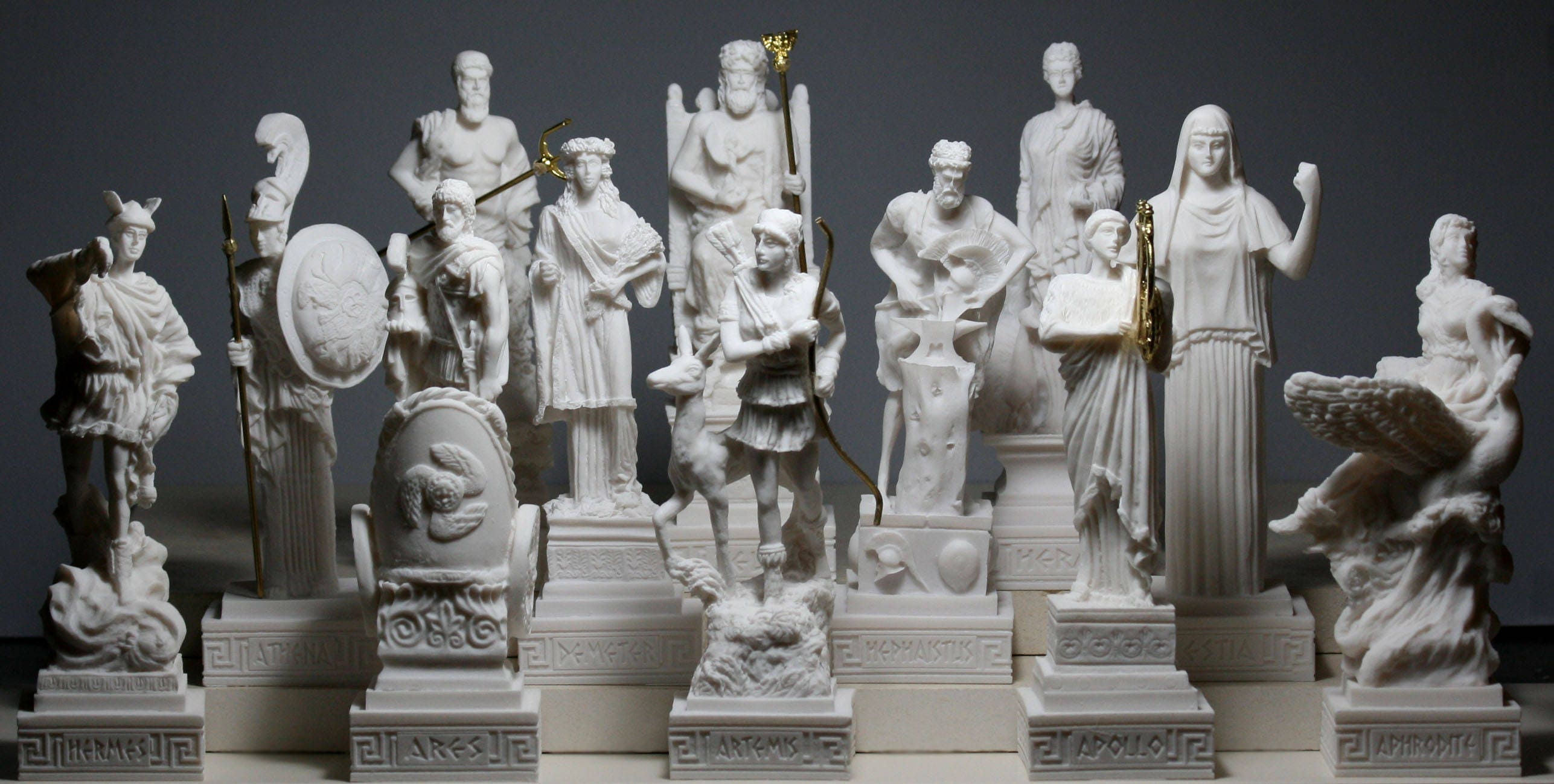 SET 12 Twelve Greek Olympian Gods Pantheon Figure Greek Statue Etsy UK