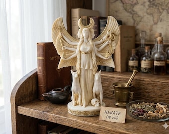 Hecate Statue, Triple Goddess of Magic & Moon, Hekate Cast Marble Sculpture, Ancient Greek Mythology Decor, Witchcraft Wicca Altar Goddess