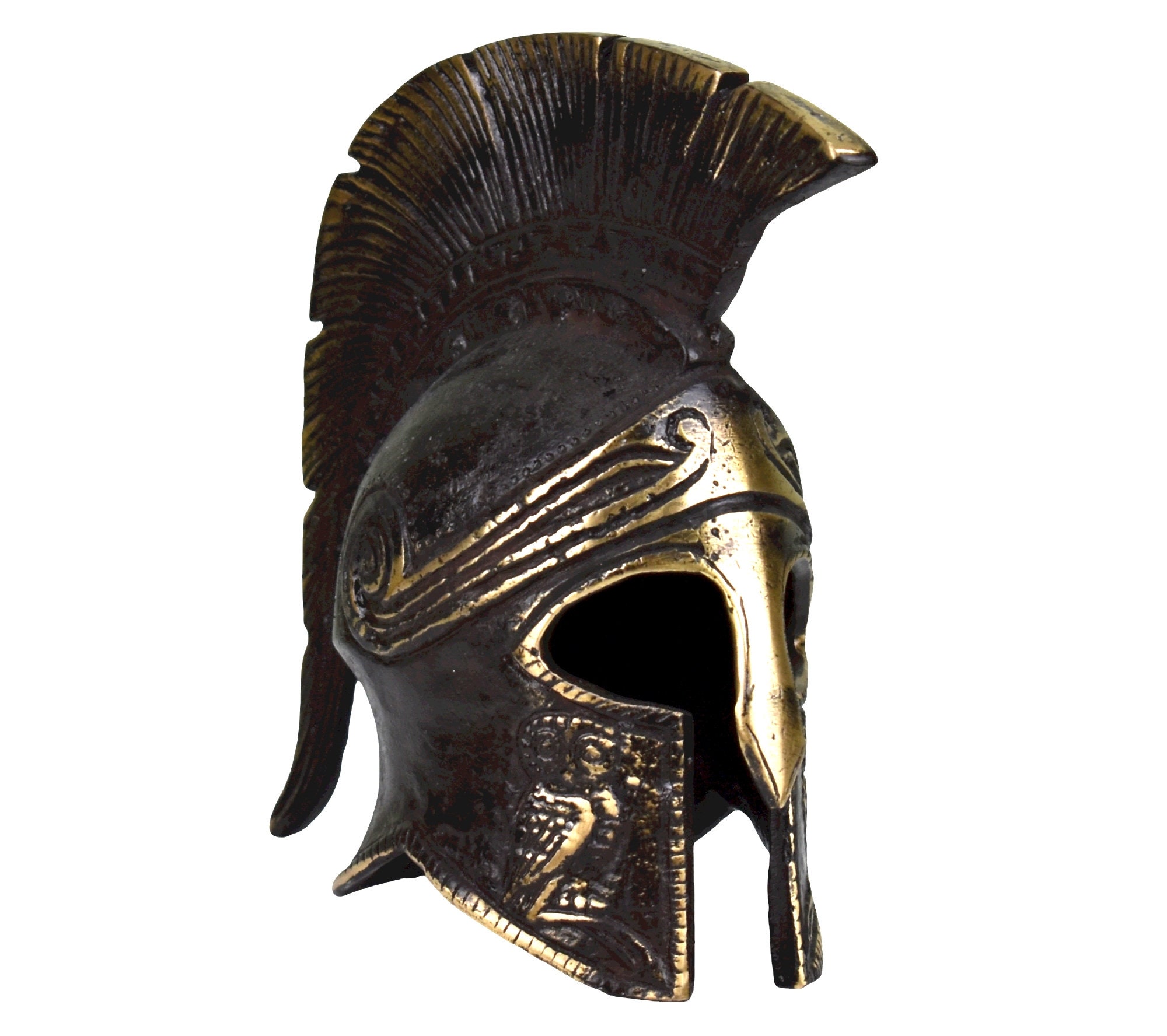 Ancient Greek helmet with owl Real Bronze Metal art sculpture handmade in Greece