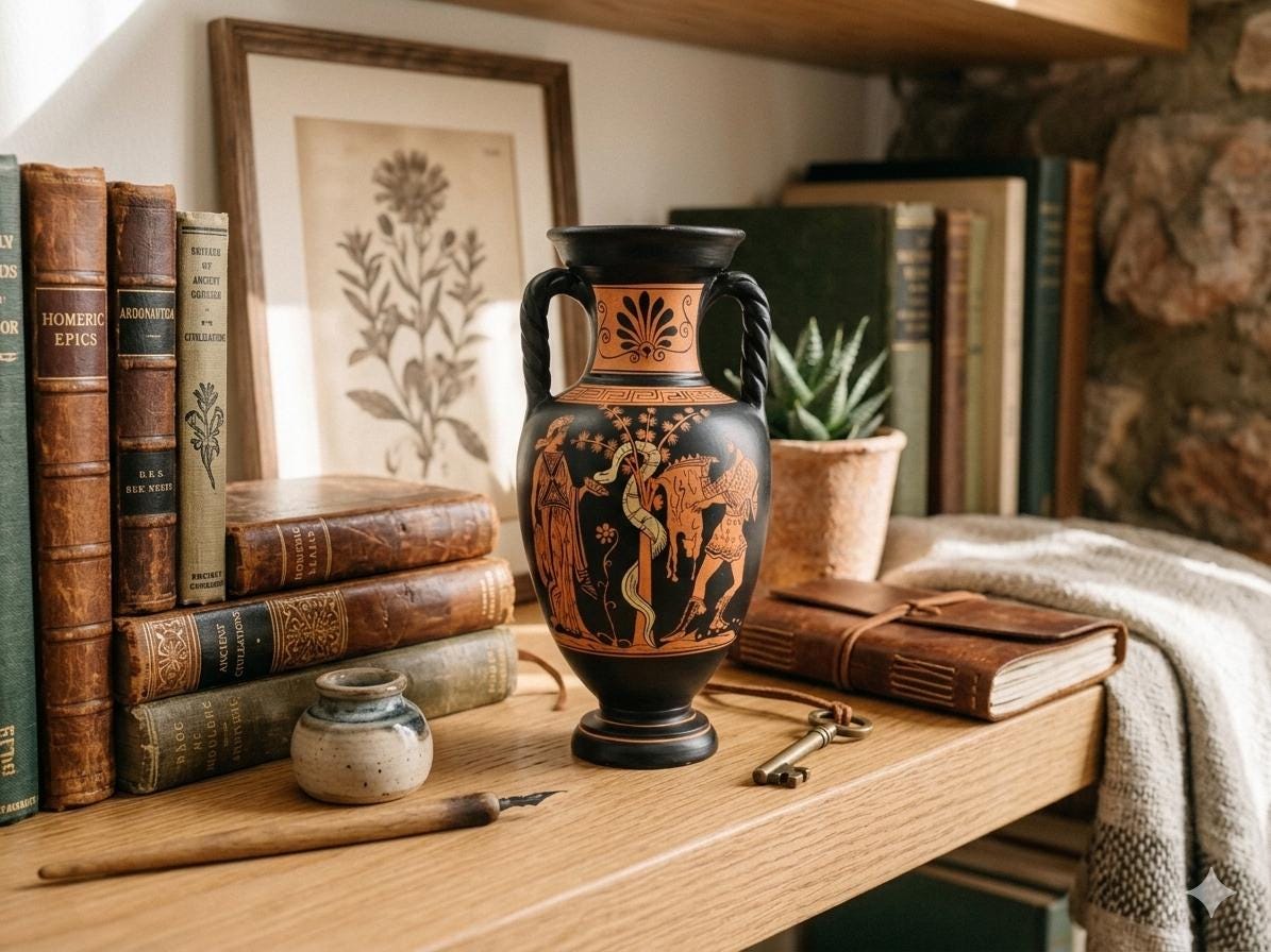 ジェイソンとメデイアの黄金の羊毛の花瓶 - 古代ギリシャの陶器