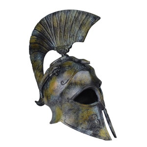 Ancient Greek helmet with snake and griffin Real Bronze Metal art sculpture handmade in Greece