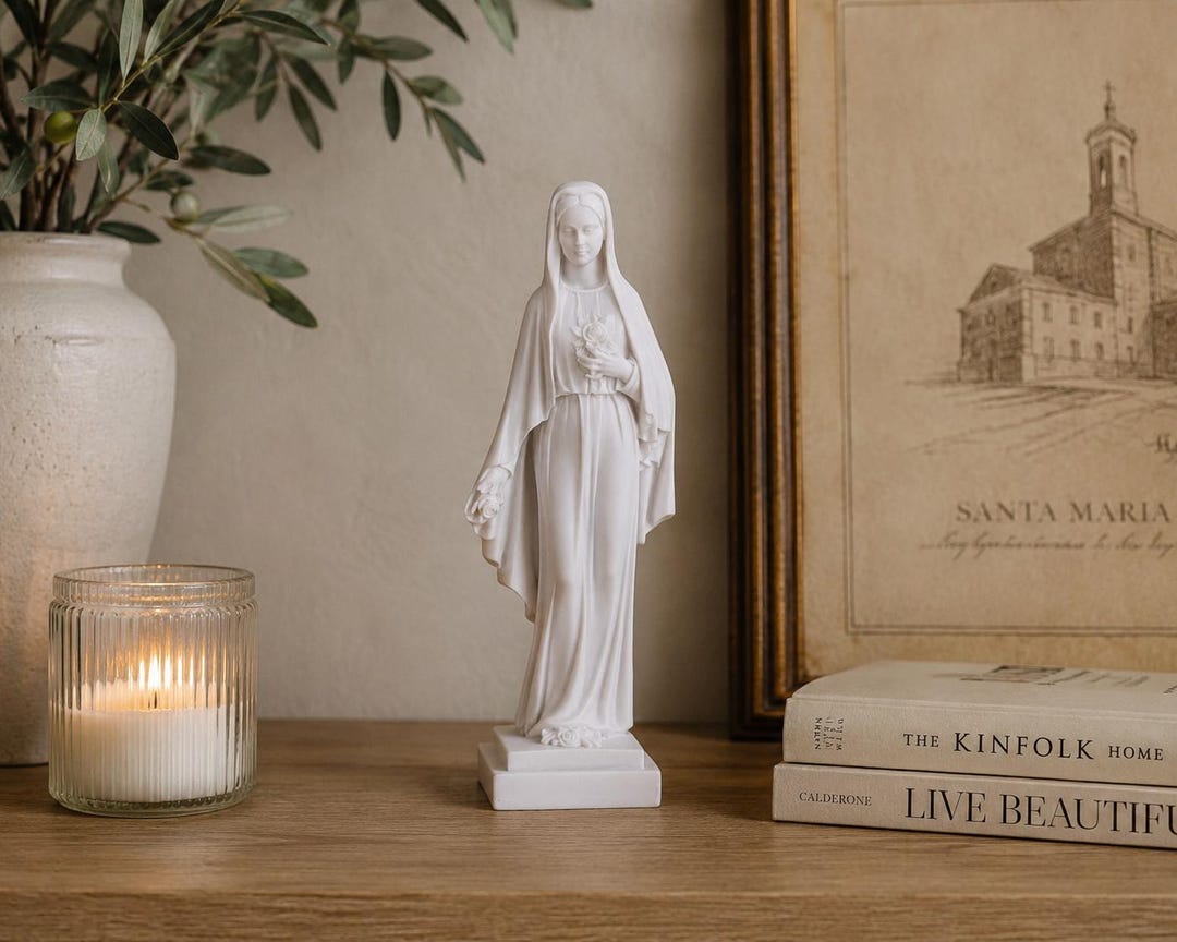 Virgin Mary Mother of Jesus Statue - Madonna of the Rose Sculpture