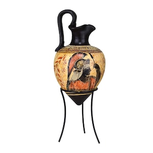 Greek Ancient Ceramic RHYTON small Vase Pottery Painting Goddess Athena Handmade