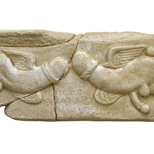 flying penis phallus symbol of good fortune relief Cast Stone Greek Sculpture Wall Decor Plaque frieze relief museum copy
