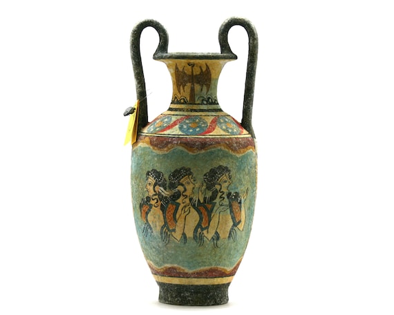 青い服の婦人 ミノア文明 ギリシャの花瓶 陶器 女性 古代クレタ島 陶器