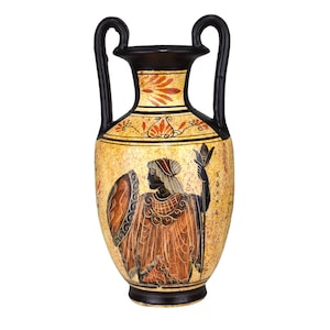 Greek Ceramic AMPHORA Jar Vase Pot Painting Goddess Athena God Zeus 9.84in