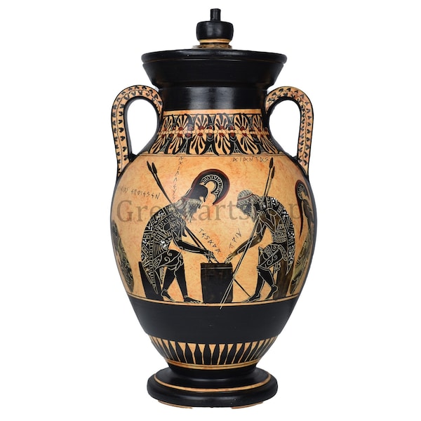 Achilles & Ajax Exekias Ancient Greek Amphora Vase Pottery Vatican Museum