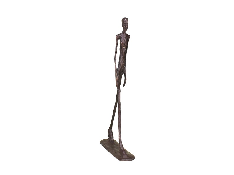Statue d'homme qui marche par Giacometti, réplique en bronze véritable, figurine d'art de collection vintage, décoration d'intérieur image 2