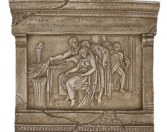 Suitors of Penelope Homer's Odyssey Relief Plaque, Ancient Greek Wall Art, Classical Bas Relief Sculpture, mythology Decor