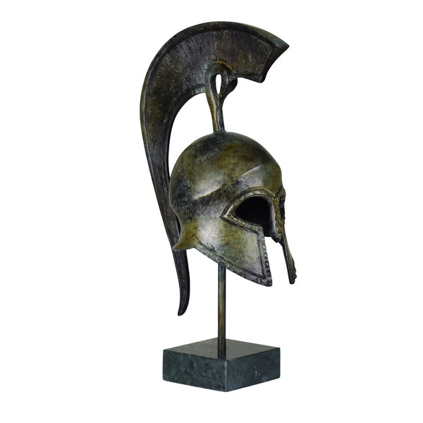 Ancient Greek Helmet Real Bronze Metal art sculpture handmade in Greece 8.6 inches