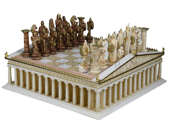 Schach Set Brett Parthenon Tempel & 32 Stück Parthenon Säule - .de