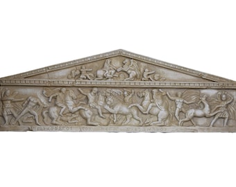 relief Great Alexander king Sarcophagus Hunting Scene Cast Stone Greek Sculpture Wall Decor