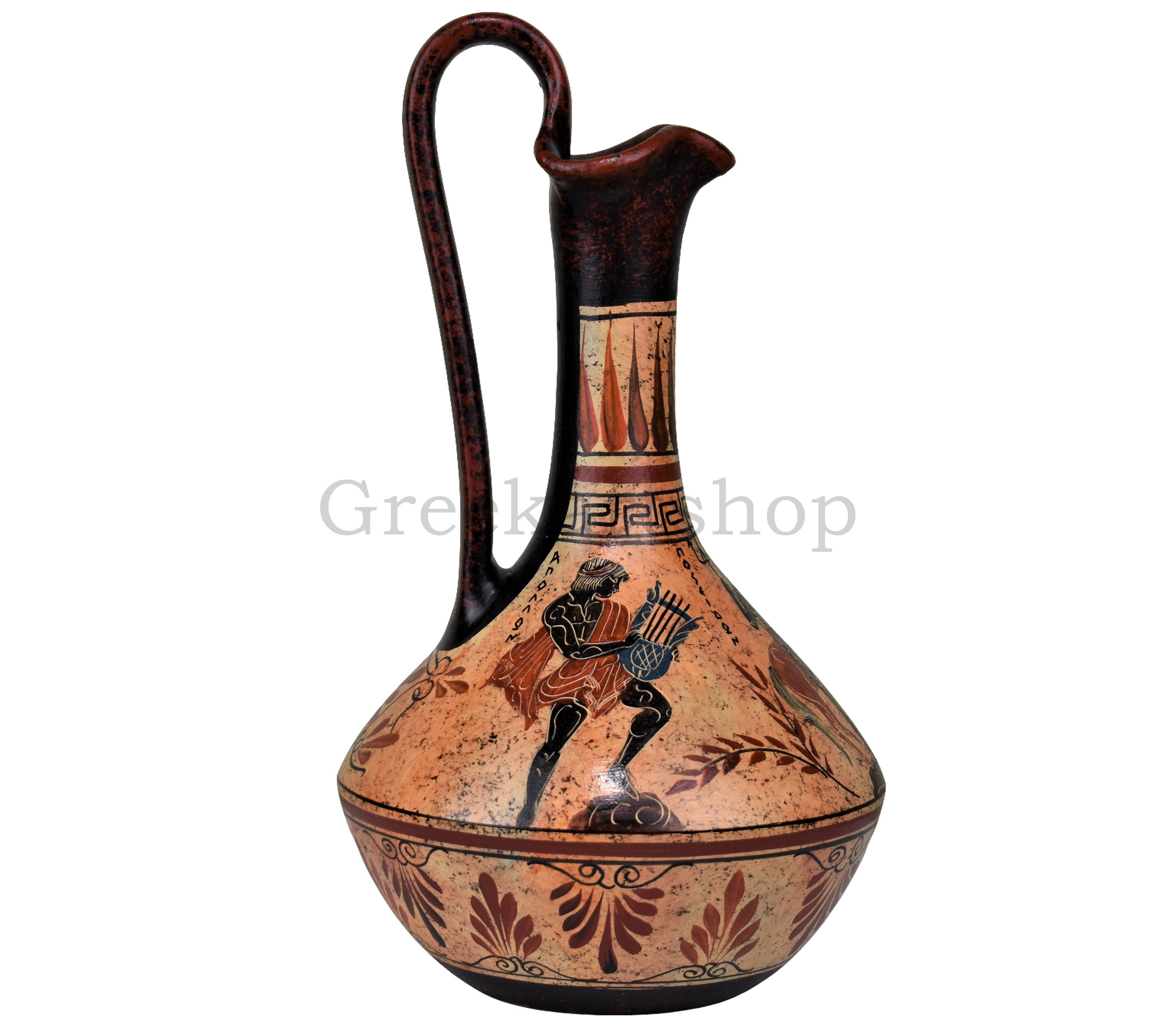 女神アテナと神アポロ ラギノスの花瓶 古代ギリシャの陶器 陶磁器