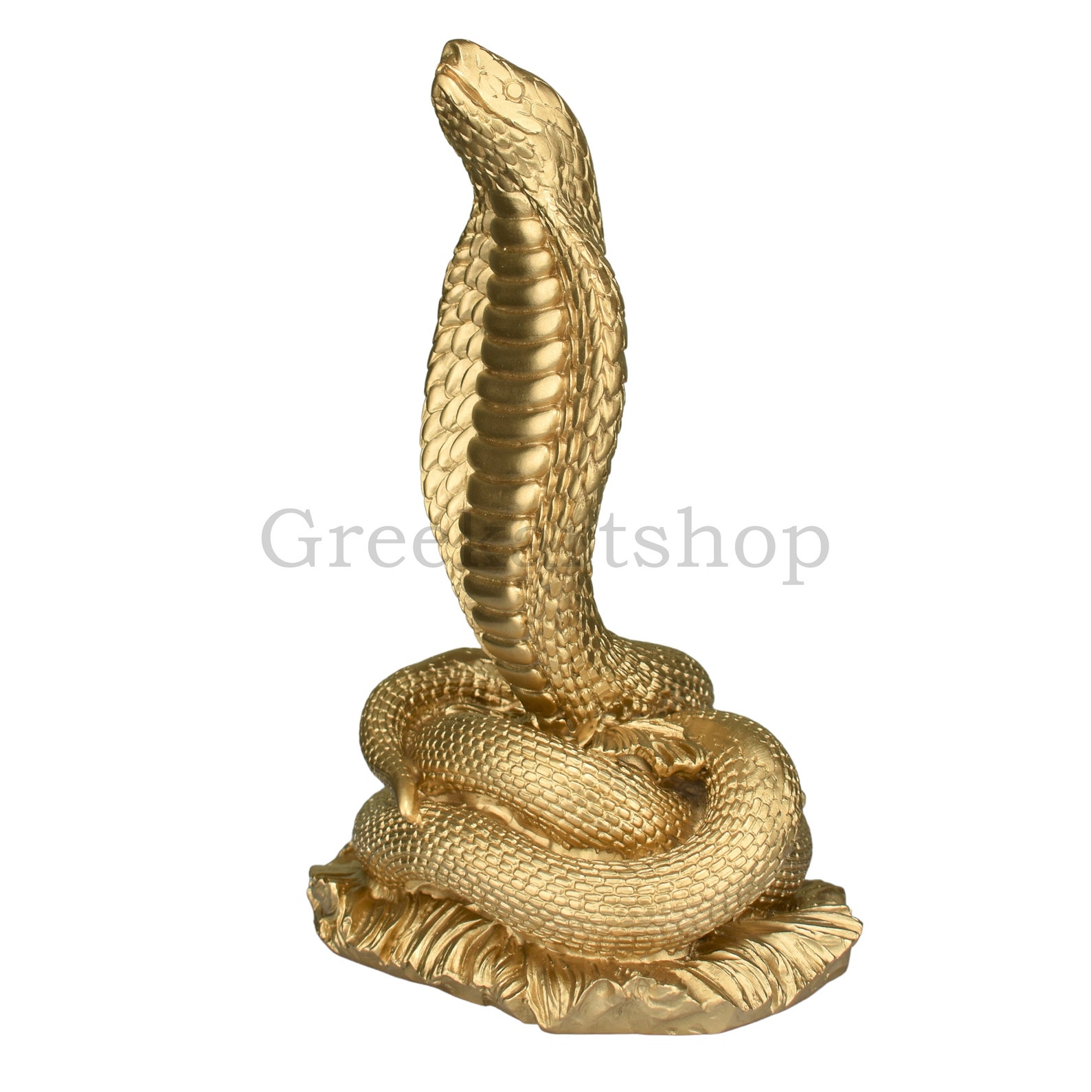 King Cobra Snake Serpent Statue Sculpture Cast Marble Gold Etsy